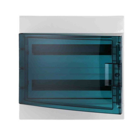 Coffret étanche Mistral 65H ABB - 2R x 18M - Avec rails DIN et bornier de terre - IP65 - Porte transparente - Gris clair