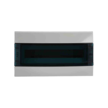 Coffret étanche Mistral 65H ABB - 1R x 18M - Avec rail DIN et bornier de terre - IP65 - Porte transparente - Gris clair