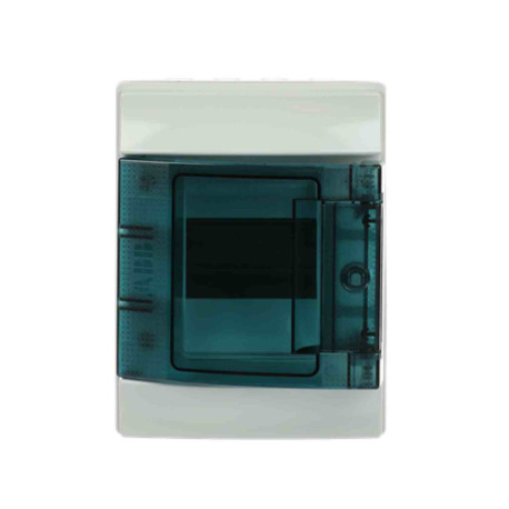 Coffret étanche Mistral 65H ABB - 1R x 4M - Sans bornier - IP65 - Porte transparente - Gris clair