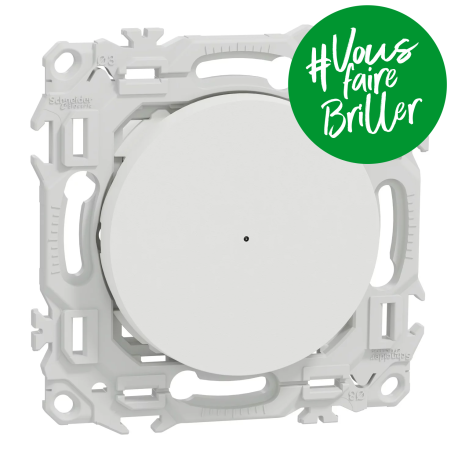Variateur poussoir LED Odace Wiser Schneider Electric - 2 ou 3 fils - Zigbee 3.0 - Blanc Craie