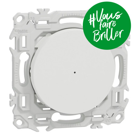 Bouton poussoir connecté Odace Wiser Schneider Electric - 10A - 2 ou 3 fils - Zigbee 3.0 - Blanc Craie
