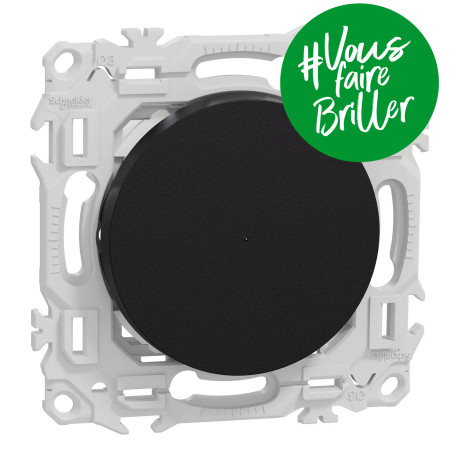 Bouton poussoir connecté Odace Wiser Schneider Electric - 10A - 2 ou 3 fils - Zigbee 3.0 - Noir Onyx