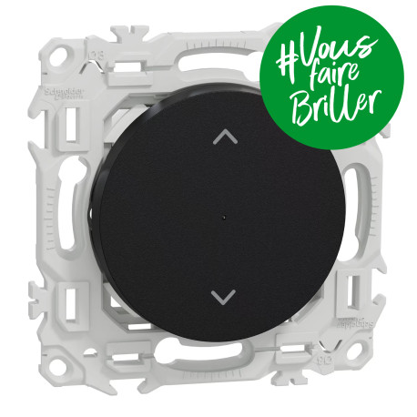 Commande volets roulants connectée Odace Wiser Schneider Electric - 4A - Zigbee 3.0 - Noir Onyx