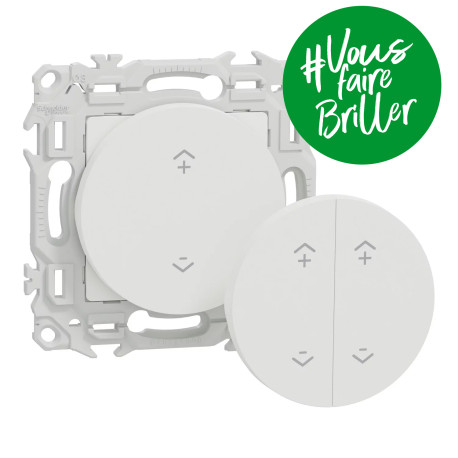 Interrupteur centralisé sans fils Odace Wiser Schneider Electric - 2 ou 4 boutons - Zigbee 3.0 - Blanc Craie