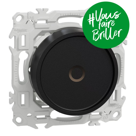 Variateur rotatif LED Odace Wiser Schneider Electric - 2 ou 3 fils - Zigbee 3.0 - Noir Onyx