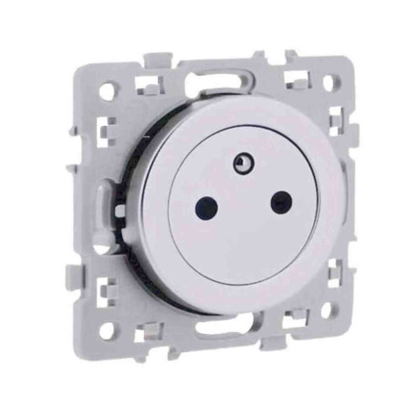 Prise de courant affleurante 2P+T Square Eur'Ohm - Sans plaque - 16A - Silver