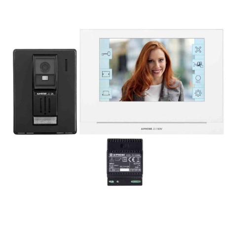 Kit portier vidéo connecté JOS1AW Aiphone - Platine en saillie - Moniteur écran 7” - Wi-Fi intégré - Blanc/ Noir