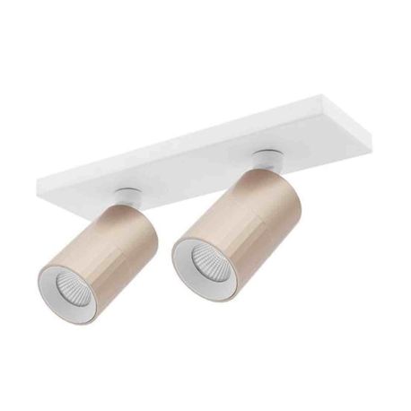Applique-plafonnier LED orientable AUREA 2 C Indigo - 2x6W - 3CCT - 38° - Blanc mat/ Rose - Dimmable