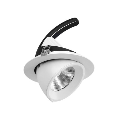 Spot encastré LED COB Escargot Miidex - 10W - 4000K - Orientable - Rond - Blanc