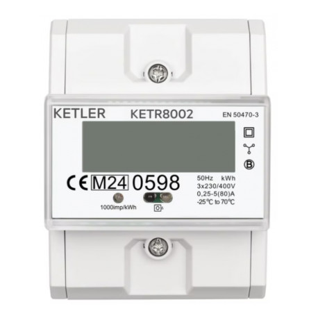 Compteur électrique modulaire Ketler - Tétra 80 A - Certifié MID - Affichage LCD