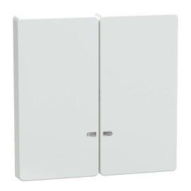 Enjoliveur pour double commande lumineuse D-Life Schneider Electric - Avec fenêtre de signalisation - Blanc Lotus