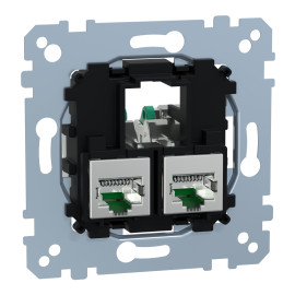 Prise double RJ45 D-Life Schneider Electric - Équipée S-One - Cat6 - STP