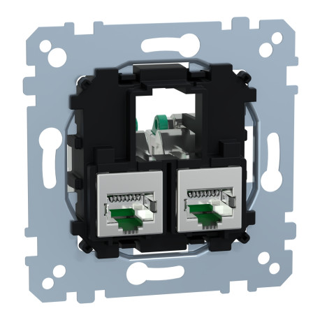 Prise double RJ45 D-Life Schneider Electric - Équipée S-One - Cat6 - STP