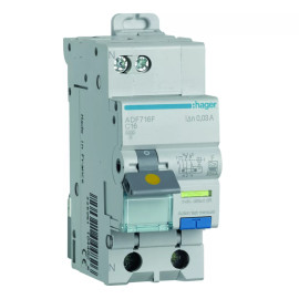 Disjoncteur différentiel type F Hager - 1P+N - 16A - 30mA - 3kA - Courbe C