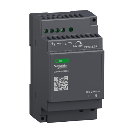 Alimentation à découpage Modicon ABL Schneider - 2,5A - 100 à 240Vca - 24Vcc - Noir