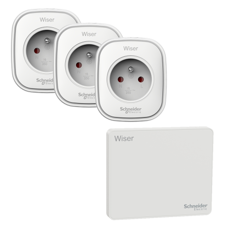 Pack Wiser - Pilotage des veilles - 3 Prises connectées + Passerelle Wifi