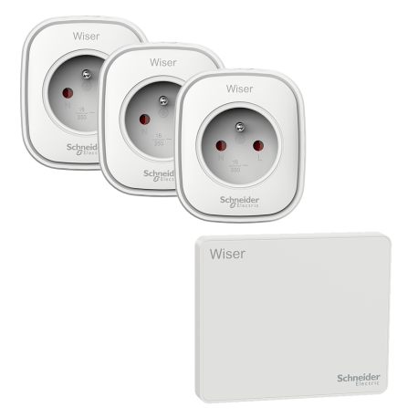 Pack Wiser - Pilotage des veilles - 3 Prises connectées + Passerelle Wifi