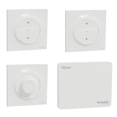 Pack Wiser - Démarrage simulation de présence - 1 Variateur rotatif LED + 2 Commandes volet roulant + Passerelle Wifi