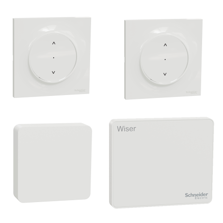 Pack Wiser - Confort d'Été - 1 Détecteur de température et humidité + 2 Commandes volet roulant + Passerelle Wifi