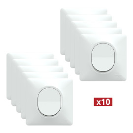 Lot de 10 interrupteurs va-et-vient blanc - Pack Ovalis