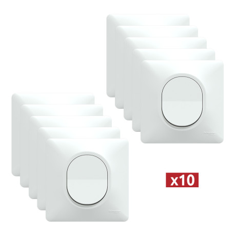 Lot de 10 interrupteurs va-et-vient blanc - Pack Ovalis