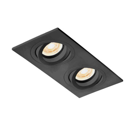 Double spot encastré orientable Radon RCT - 2XGU10/MR16 - 2x8W max - Noir - Sans ampoule
