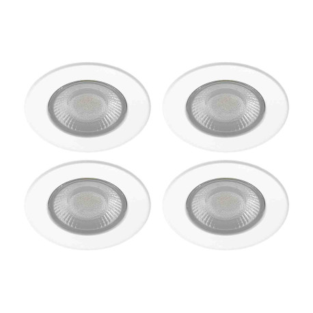 Lot de 4 spots LED encastrés fixes EF5 Aric - 4x3.5W - 2CCT - IP20/65 - Dimmables - Blanc