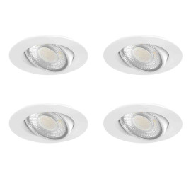 Lot de 4 spots LED encastrés basculants EF5 Aric - 4x3.5W - 2CCT - IP20/65 - Dimmables - Blanc
