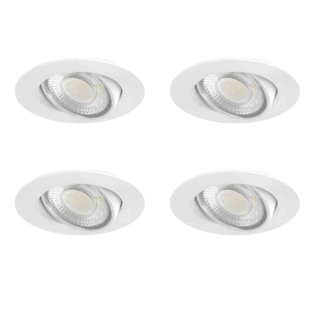 Lot de 4 spots LED encastrés basculants EF5 Aric - 4x3.5W - 2CCT - IP20/65 - Dimmables - Blanc