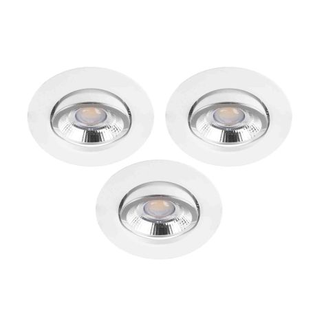 Lot de 3 spots LED encastrés basculants Z4 Aric - Ronds - 3x4.8W - 3CCT - IP44 - Dimmables - Blancs