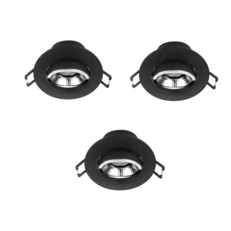 Lot de 3 spots LED encastrés basculants Z4 Aric - Ronds - 3x4.8W - 3CCT - IP44 - Dimmables - Noirs