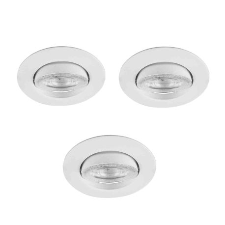Lot de 3 spots LED encastrés basculants Théa Aric - Ronds - 3x2.7W - 4000K - IP20/44 - Blancs