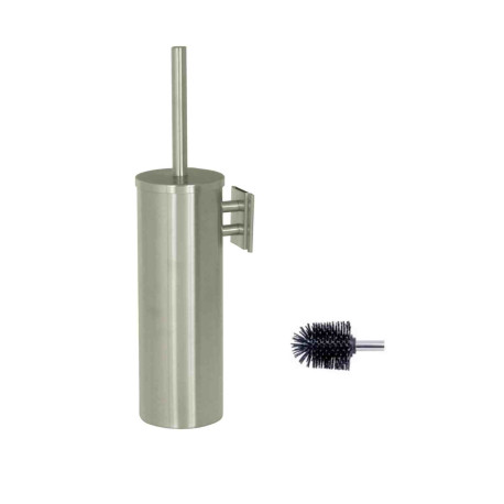 Porte balayette mural pour WC JVD - Avec brosse en silicone - Inox brossé
