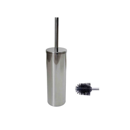 Porte balayette mural pour WC JVD - Avec brosse en silicone - Inox brillant