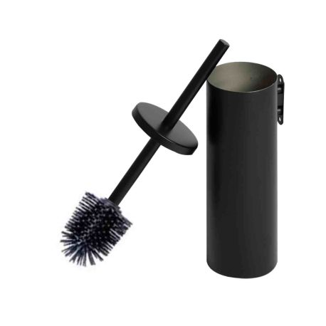 Porte balayette mural pour WC JVD - Avec brosse en silicone - Noir mat