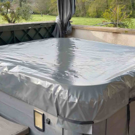 Couverture Cov’In Poolco - Pour spa intérieur de 2,6m x 2,6m à 3m x 3m - PVC armé - Gris foncé