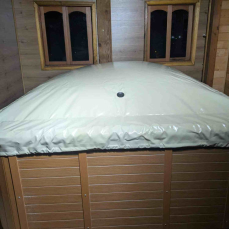 Couverture gonflable Sp'Ump POOLCO - Pour spa extérieur ≤ 2,6m x 2,6m  - PVC armé - Gris clair