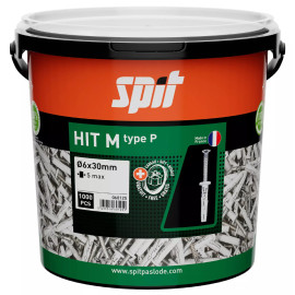 Seau de 1000 chevilles à frapper HIT MP Spit - Ø6x32mm - Tête plate