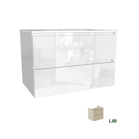 Meuble sous vasque Europa GB Group - 2 tiroirs - L.60cm - Bianco Glossy