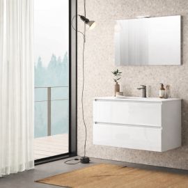 Ensemble salle de bains Europa GB Group - 1 meuble 2 tiroirs - L.100cm - Bianco Glossy