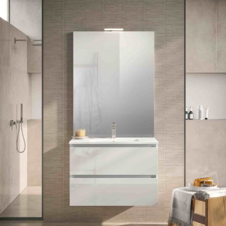 Ensemble salle de bains Europa GB Group - 1 meuble 2 tiroirs - L.70cm - Bianco Glossy