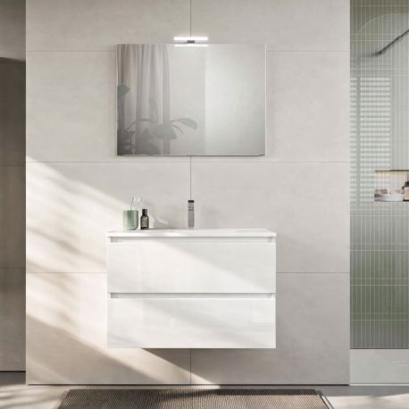 Ensemble salle de bains Europa GB Group - 1 meuble 2 tiroirs - L.80cm - Bianco Glossy
