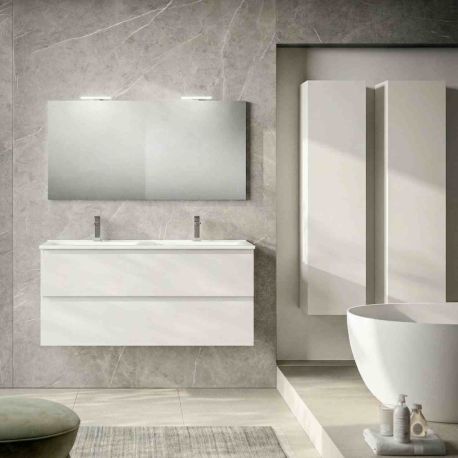 Ensemble salle de bains Europa GB Group - 1 meuble 2 tiroirs - L.120cm - Bianco Glossy