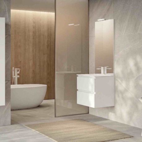 Ensemble salle de bains Europa GB Group - 1 meuble 2 tiroirs - L.60cm - Bianco Glossy