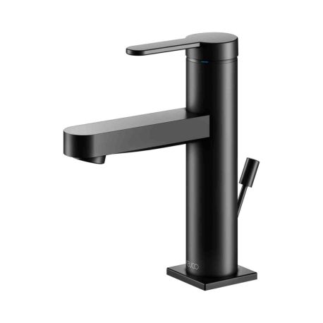 Mitigeur lavabo avec vidage 100 IXMO Flat Keuco - Monotrou - Rosace ronde - Noir mat