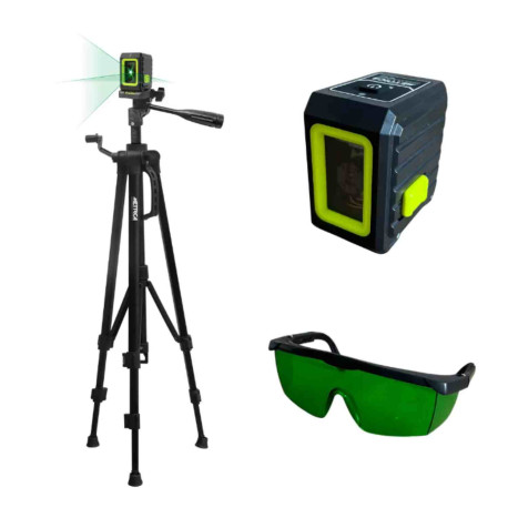 Kit niveau laser Cross Green METRICA - Avec trépied et accessoires