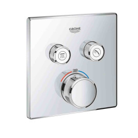Façade mitigeur thermostatique Grohtherm SmartControl Cube Grohe - Chromé - 2 sorties