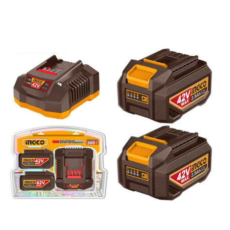 Pack chargeur 2A et 2 batteries Lithium-ion 2.5Ah ING-CO - 42V