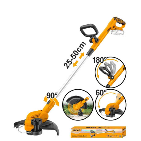 Coupe bordure électrique sans fil ING-CO - 20V - Ø coupe 300mm -  8200tr/mn - Sans batterie ni chargeur