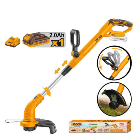Coupe bordure électrique sans fil ING-CO - 20V - Ø coupe 300mm -  8200tr/mn - Avec Starter Pack 2.0Ah